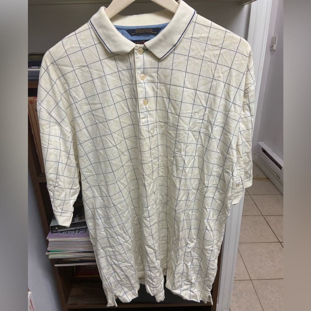 Vintage 90’s Tommy Hilfiger Golf Off White Striped Polo